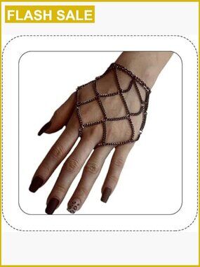 Boho Tassel Hand Harness Bracelet with Slave Ring Gothic Punk Chain